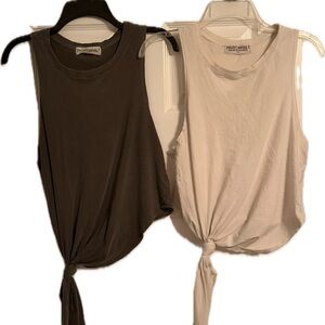 Project Social T Women's Tie-Front Tank Tops - Black and Cream Bundle